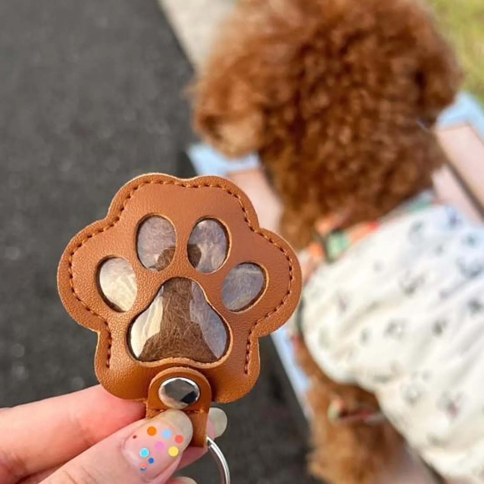 Personalized Pet Fur Memorial Keychain, Dog Fur Leather Pouch, Memorial Keychain For Dog Cat, Gift For Dog Lovers, Cat Lovers BX25