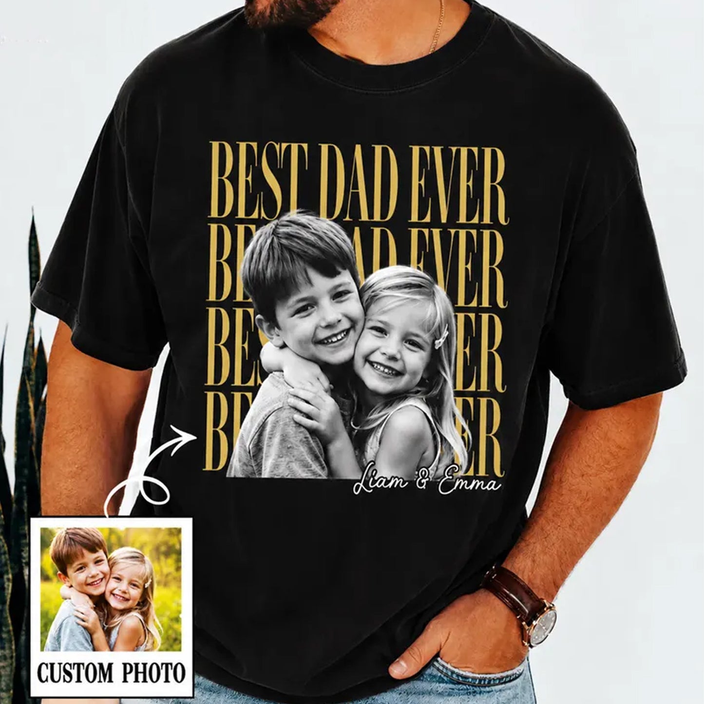 Custom Photo Best Dad Ever Shirt, Personalized Father’s Day Tee, Gift for Dad, Girl Dad Shirt 685106