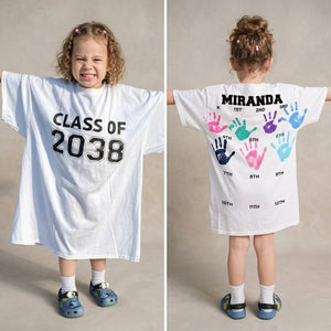 Personalized Grow With Me Front & Back Shirt, Custom Class of Kids Handprint Large Print Shirt 685740 WFD