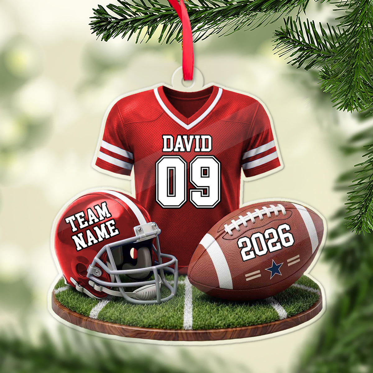 Personalized American Football Acrylic Ornament, Custom Name Number Team Christmas Ornament Gift 686395