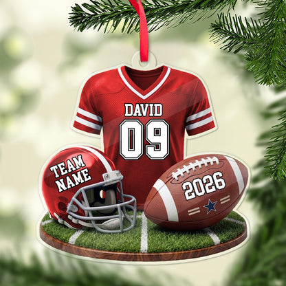 Personalized American Football Acrylic Ornament, Custom Name Number Team Christmas Ornament Gift 686395