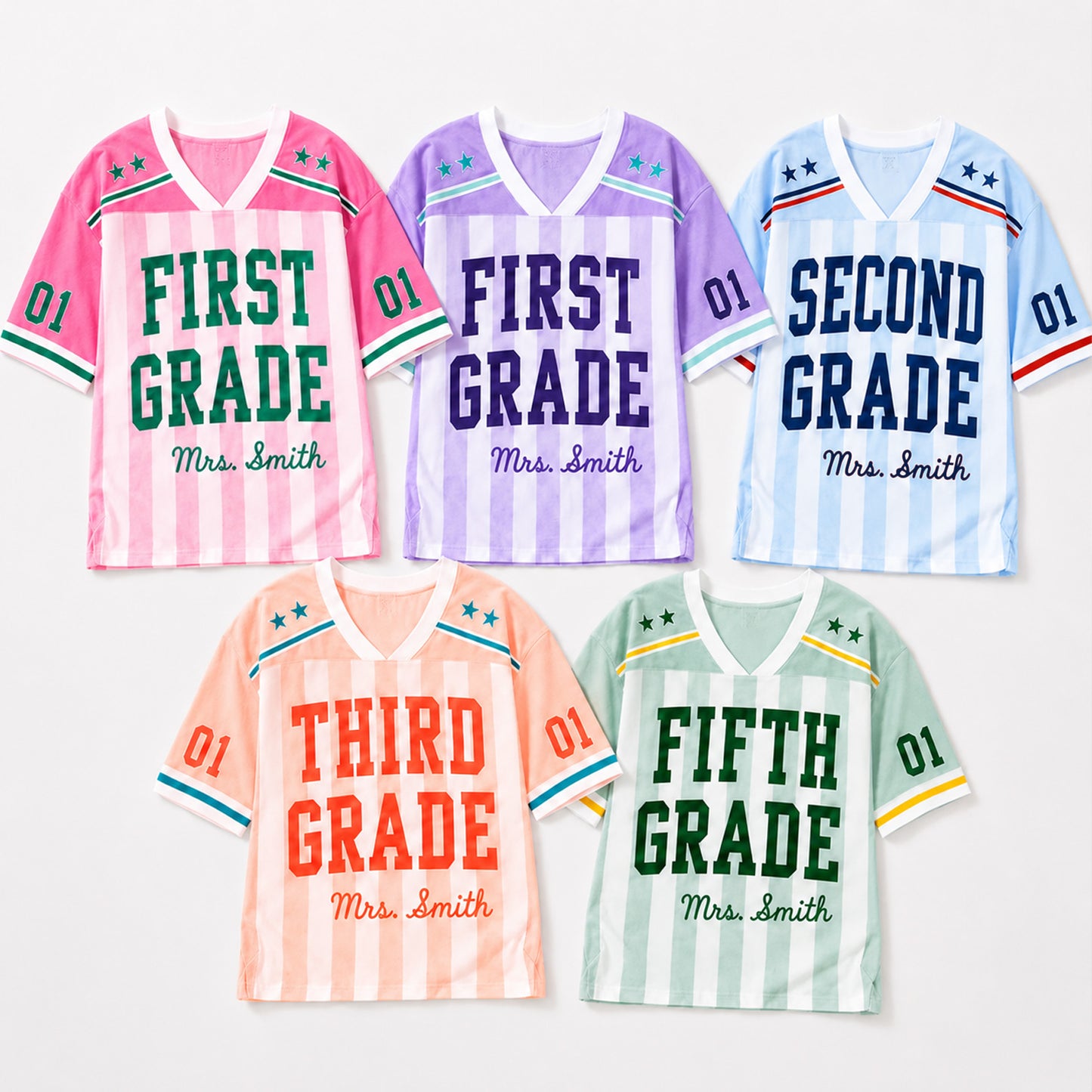 Personalized Teacher Football Jersey Shirt, Custom Grade Level Name & Number Jersey, Back to School Teacher Gift 685656