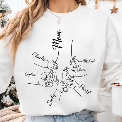 Custom Mom Kids Names Shirt, Personalized Family Hands Tee for Mom, Mothers Day Gift Shirt 684835