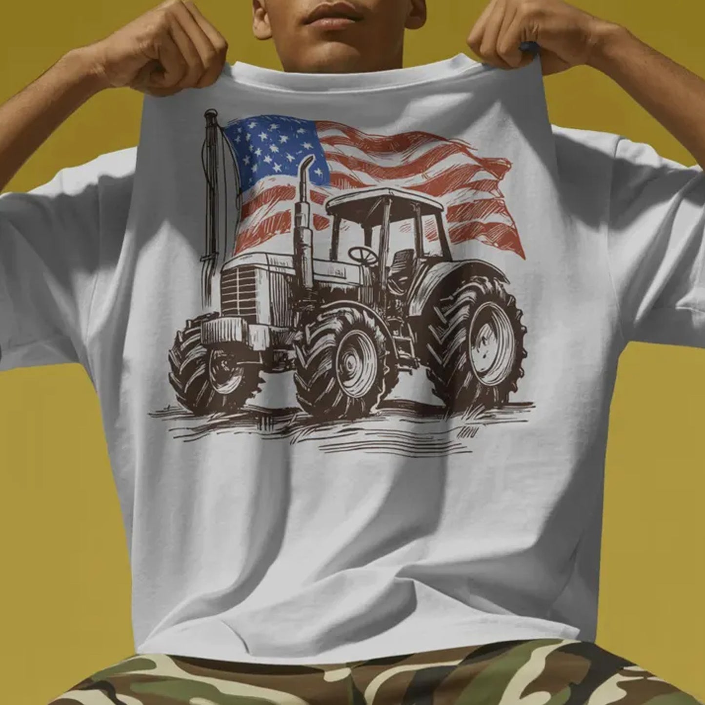 Patriotic Tractor Shirt, American Flag Farm Graphic Tee, USA Farmer 250 Years of America T-Shirt 685195 WFD