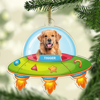 Personalized Dog Photo UFO Rocket Acrylic Ornament | Custom Dog Cat Christmas Ornament 683505