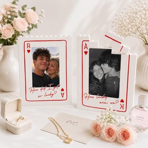 Personalized Playing Card Couple Photo Building Brick Block, Custom Quote Couple Picture Puzzle 685922