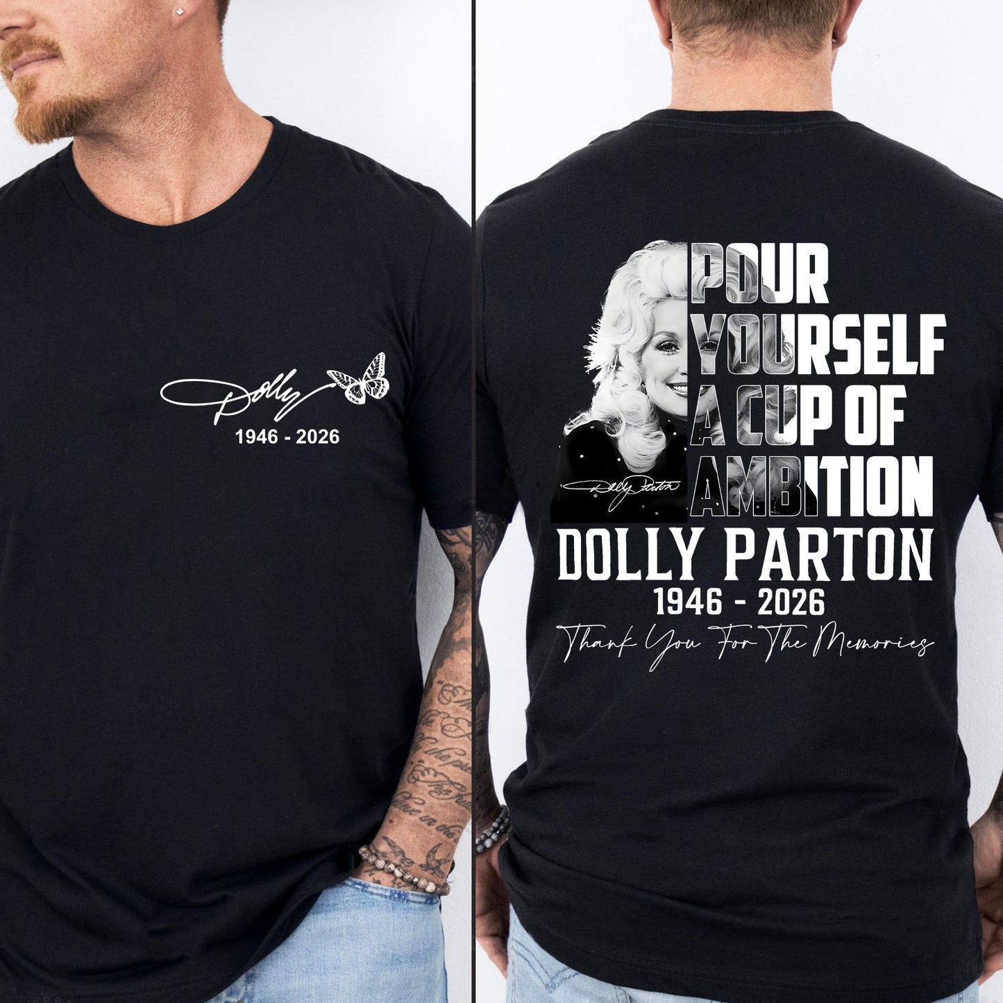 Dolly Parton Memorial Pocket & Back Shirt, Country Music Tribute Tee, Thank You For The Memories T-Shirt 686076