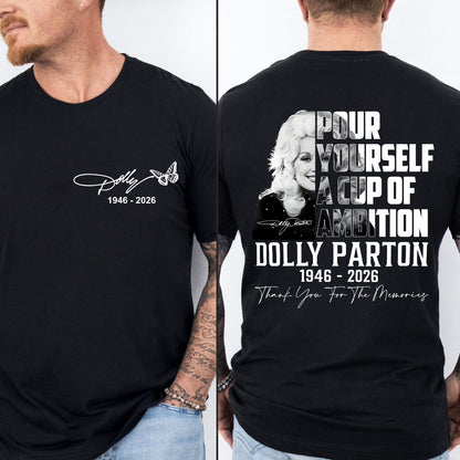 Dolly Parton Memorial Pocket & Back Shirt, Country Music Tribute Tee, Thank You For The Memories T-Shirt 686076