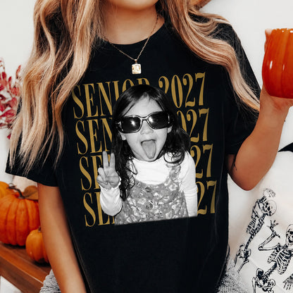 Personalized Senior 2027 Shirt, Custom Photo Graduation Tee, Vintage Class of 2027 Graduate Gift Shirt 685636