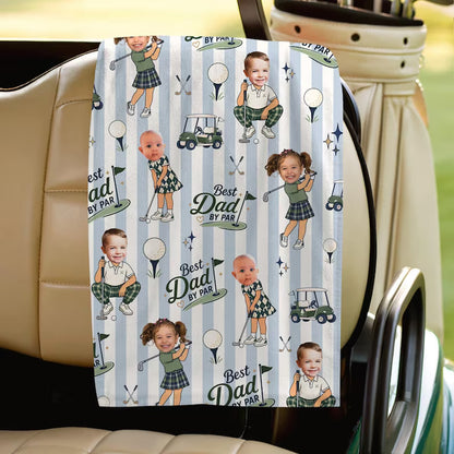 Personalized Kids Photo Golf Towel, Custom Dad Golf Gift From Kids, Father’s Day Golf Keepsake 685105
