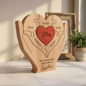 Personalized Mothers Day Wooden Puzzle Sign, Custom Family Names Gift for Mom, Engraved Puzzle Keepsake 684841