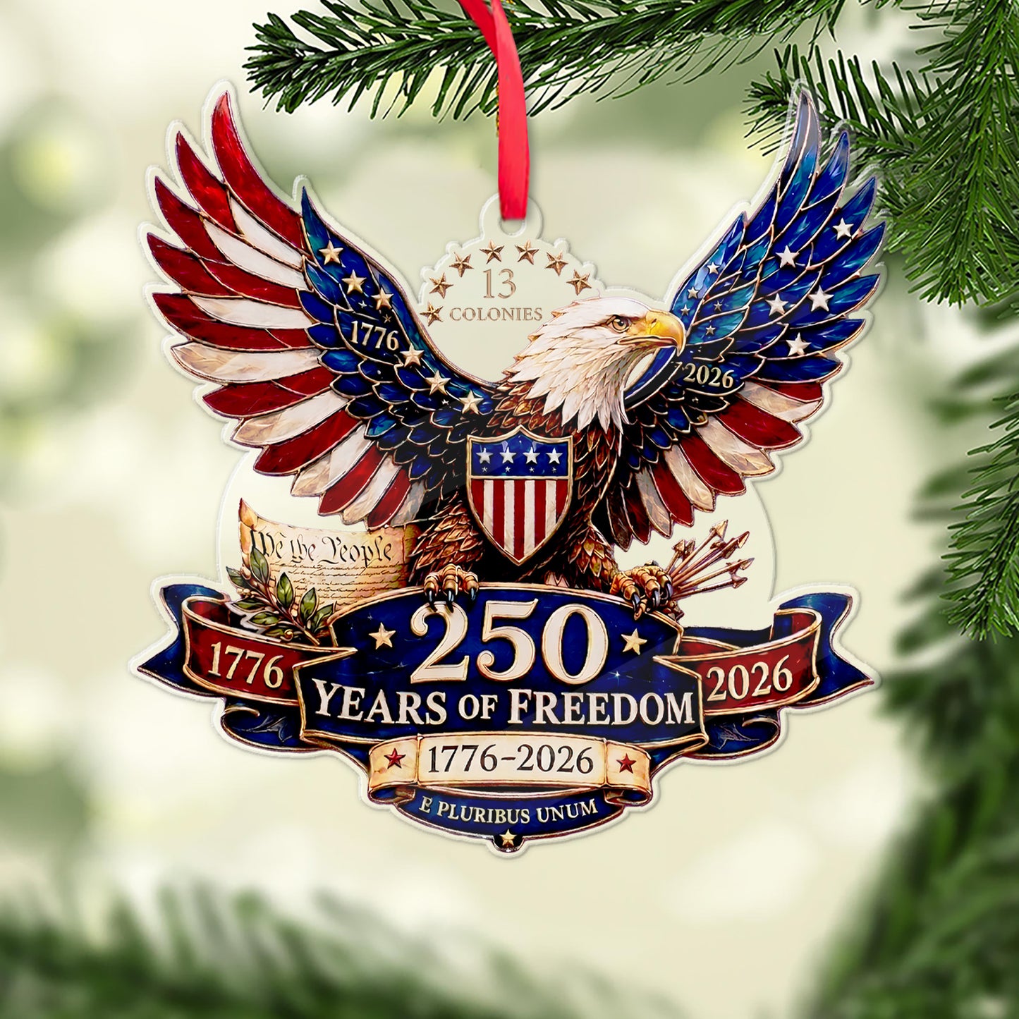 USA 250th Anniversary Acrylic Ornament, 1776–2026 Bald Eagle Patriotic Christmas Ornament 685838
