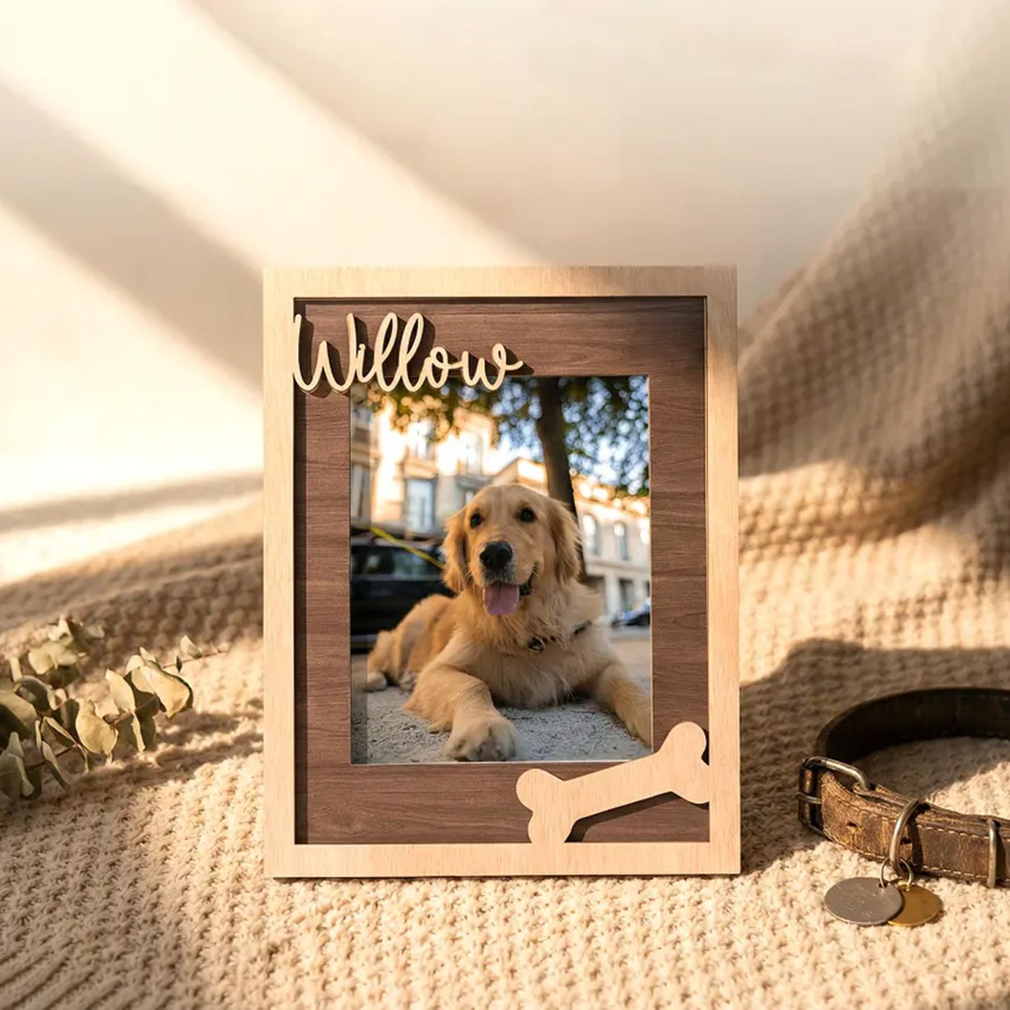 Personalized Pet Memorial Picture Frame, Custom Wooden Dog Photo Frame, Rainbow Bridge Pet Loss Gift 685446 WFD