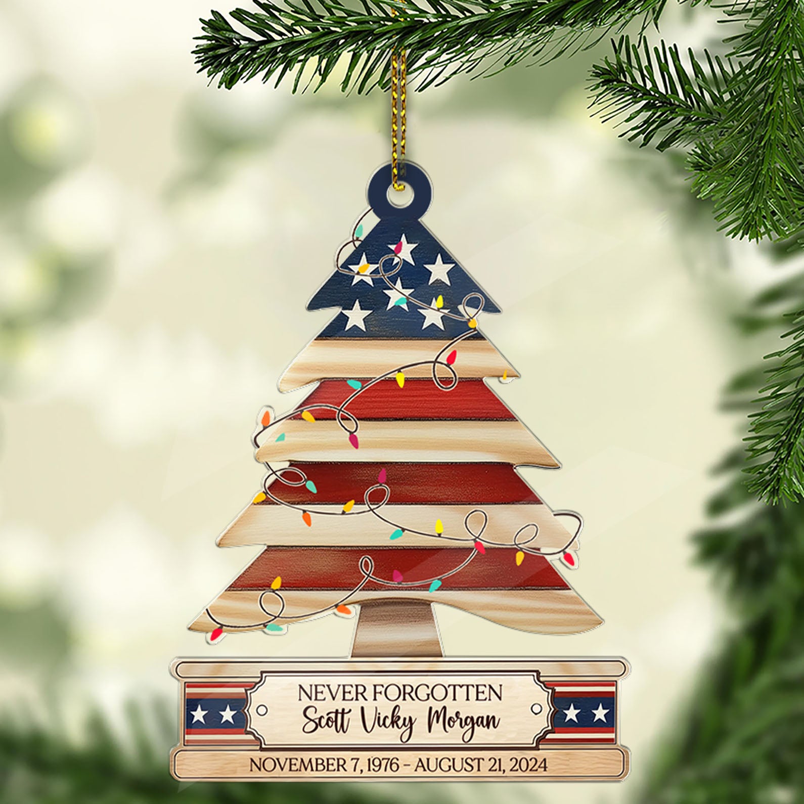 Personalized Military Acrylic Ornament | Folded Flag Memorial Ornament | Military Christmas Ornament 683489