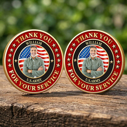 Custom Photo 250 Years USA Military Challenge Coin, Personalized Thank You For Your Service Coin 685316