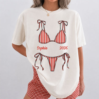 Personalized Summer Bikini Comfort Colors Shirt, Custom Girls Trip Beach Vacation Tee, Bachelorette Shirt 685555