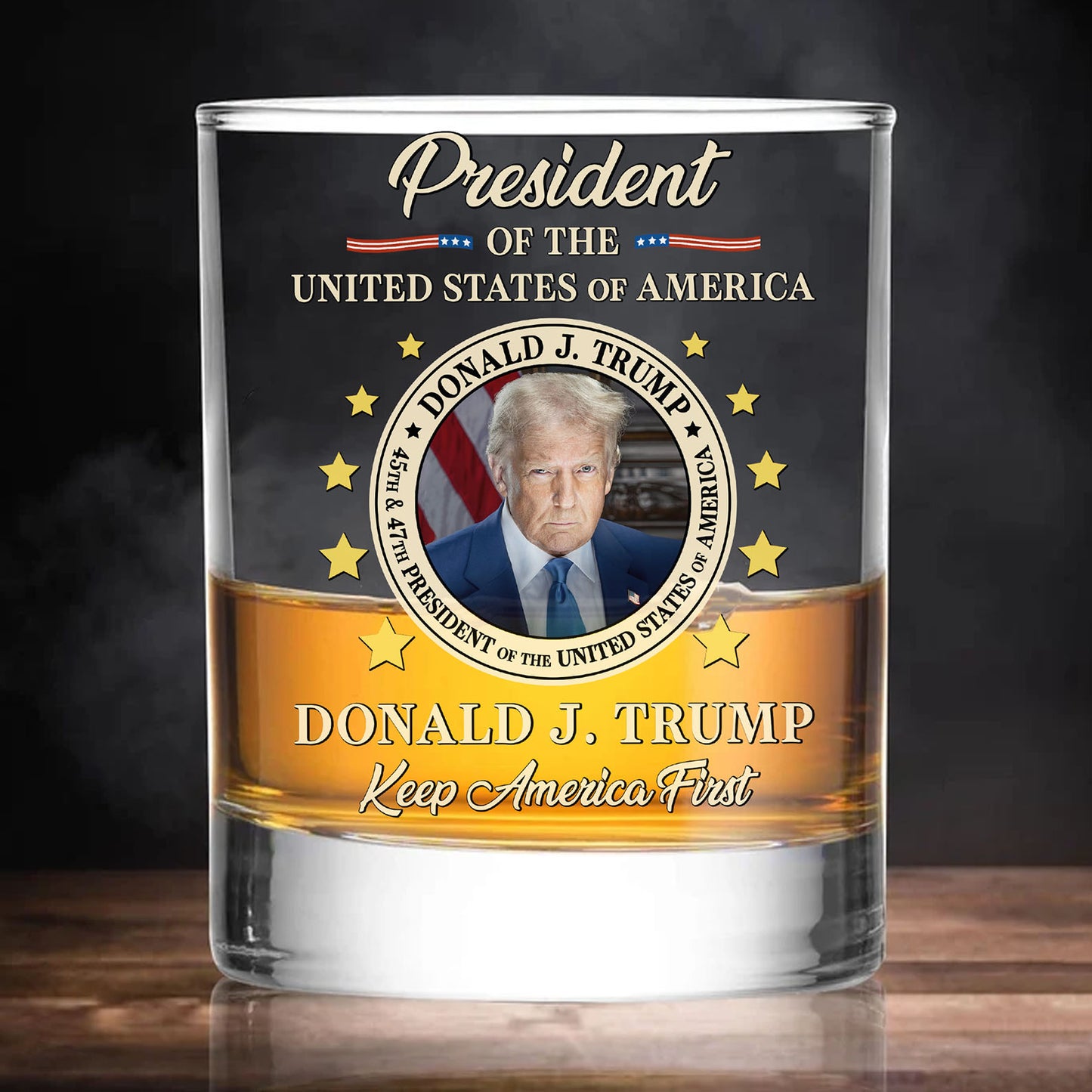 Donald Trump 45/47 Whiskey Glass | Keep America First Whiskey Glass 684089 – GOP