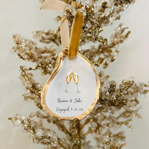 Personalized Engagement Oyster Shell Ornament, Custom Couple Names & Date Christmas Ornament 685736 WFD