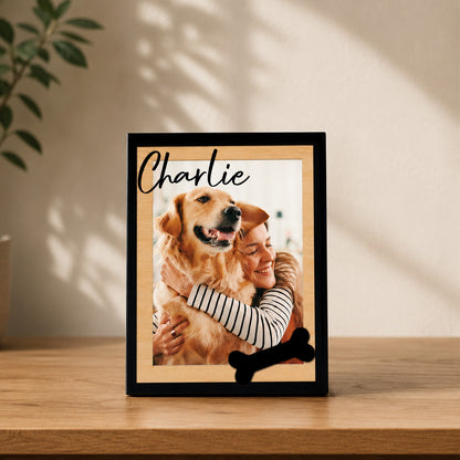 Personalized Pet Memorial Picture Frame, Custom Wooden Dog Photo Frame, Rainbow Bridge Pet Loss Gift 685446