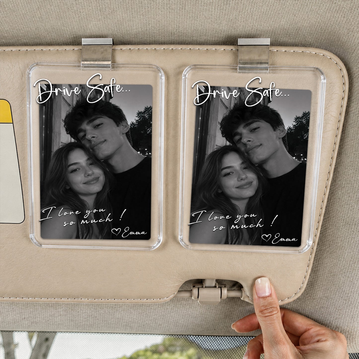 Custom Photo Couple Car Visor Clip, Drive Safe Gift for Him, Personalized Couple Keepsake, Boyfriend Husband Gift 685956