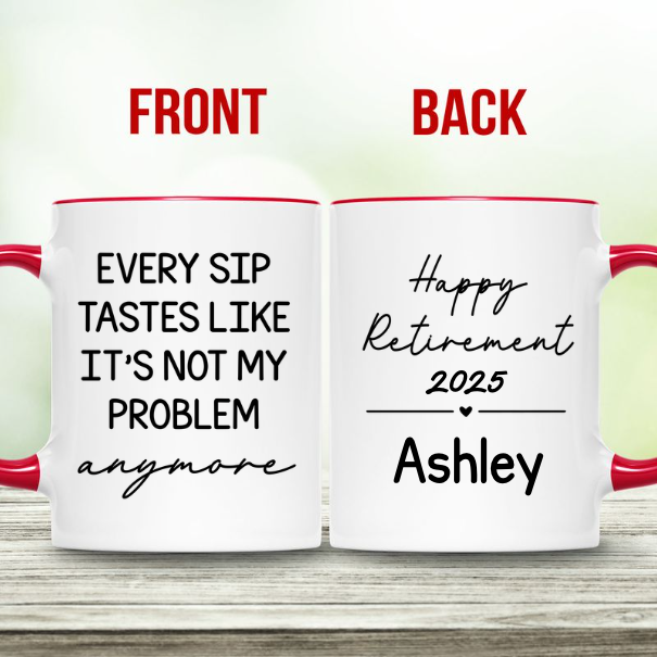Personalized Retirement Coffee Mug, Custom Retirement Gift For Boss Coworker, Happy Retirement White Mug Accent Mug 683199