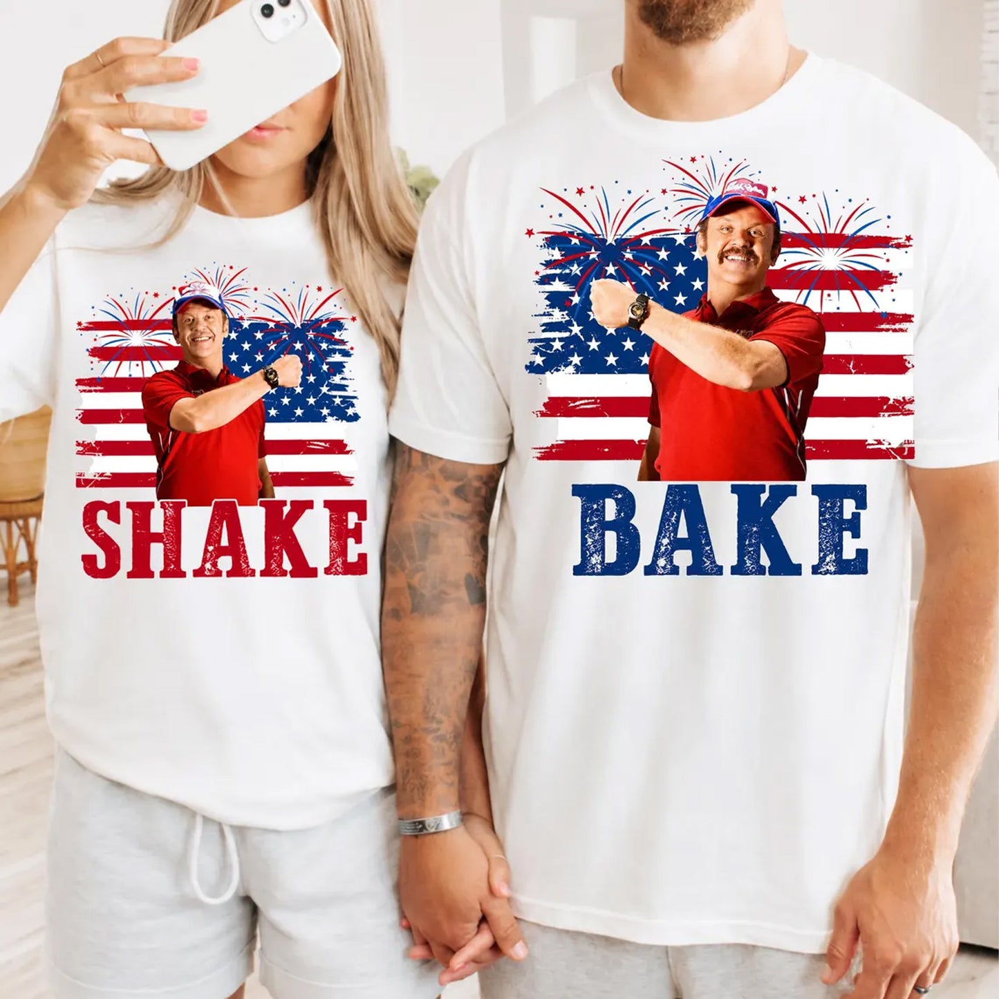 250 Years Shake and Bake 4th of July Shirt, Funny Couples Patriotic Tee, Independence Day Gift 685414 WFD