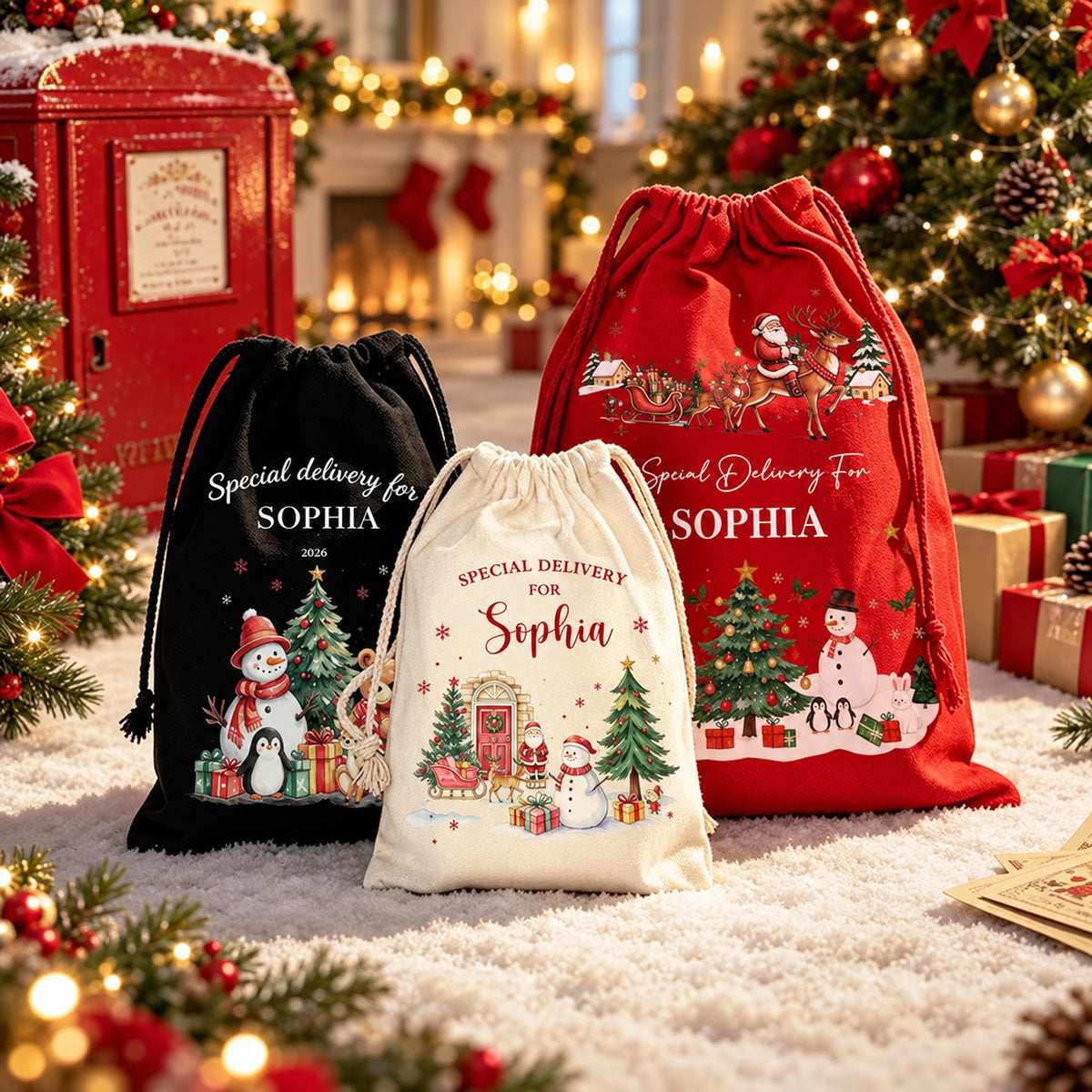 Personalized Santa Sack, Custom Name Christmas Gift Bag, Large Santa Toy Sack, Kids Christmas Gift 686720 WFD