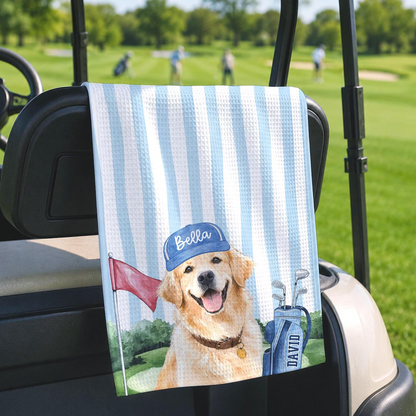Custom Pet Photo Golf Towel, Personalized Dog Golf Towel, Dog Dad Gift, Golf Lover Gift 686402 WFD