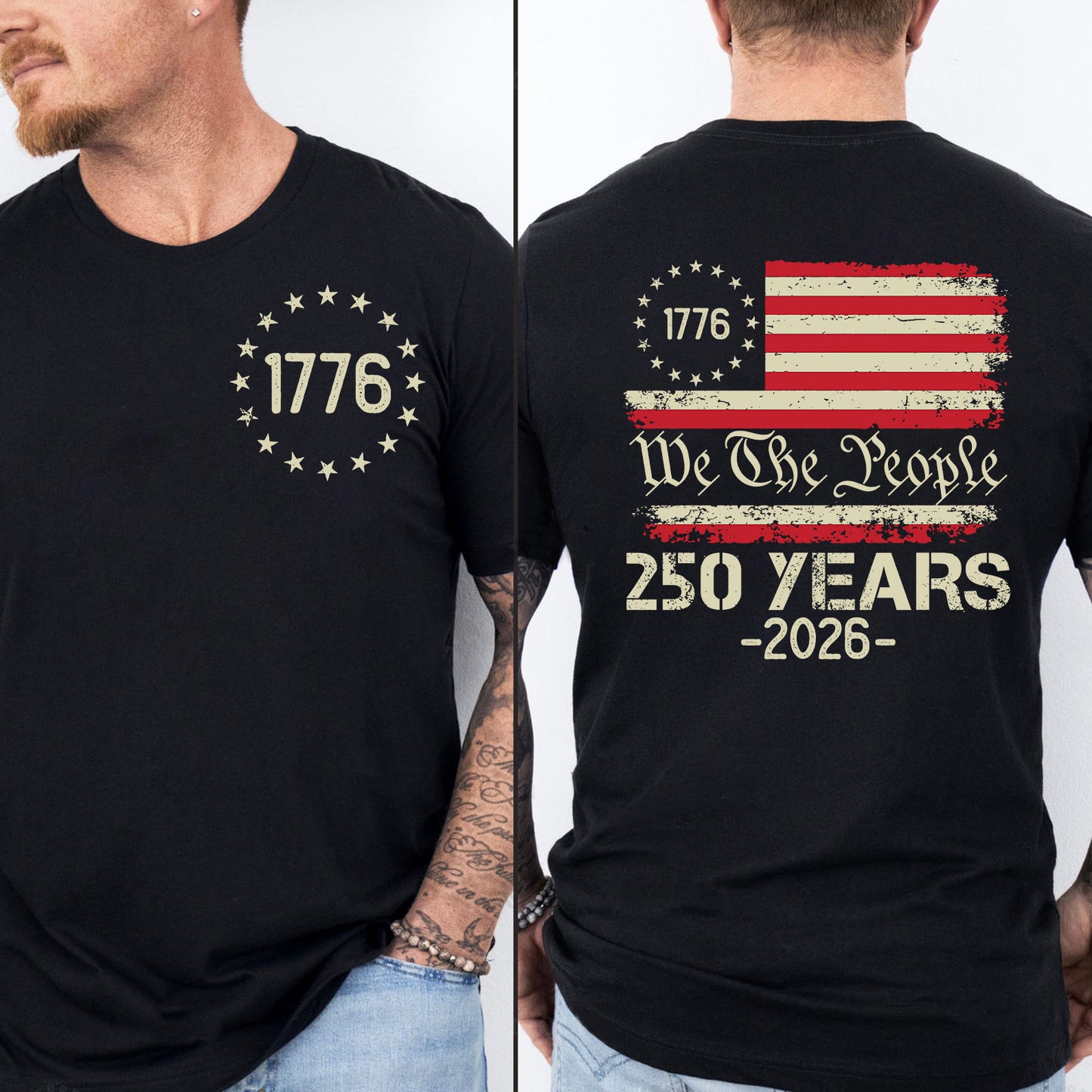 250 Years Anniversary Shirt, Patriotic 4th of July Hoodie, We The People 1776–2026 Pocket & Back Shirt 684132