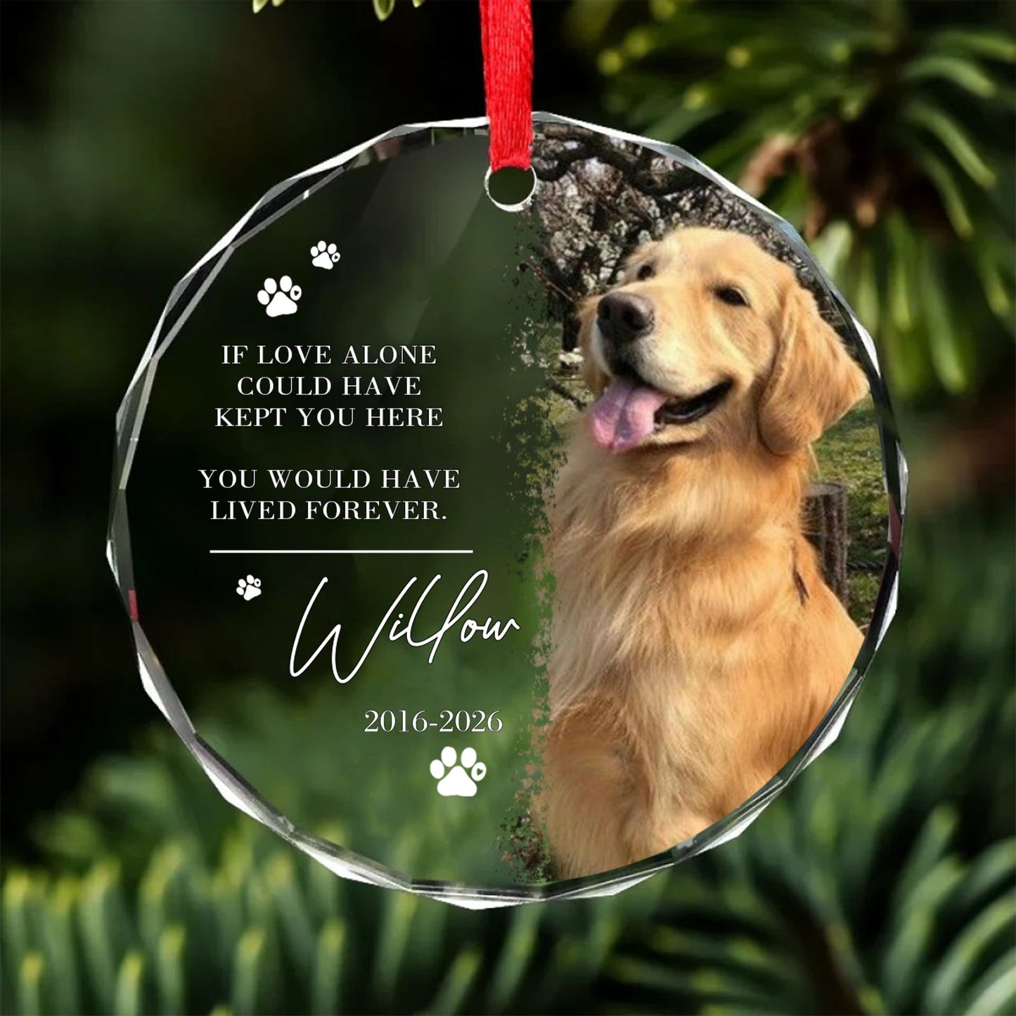 Custom Photo Dog Glass Ornament, Personalized Pet Memorial Ornament, Dog Loss Keepsake, Memorial Gift 685929