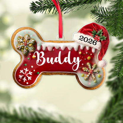 Personalized Dog Bone Acrylic Ornament, Custom Pet Name Gingerbread Christmas Ornament, Dog Lover Gift 685963