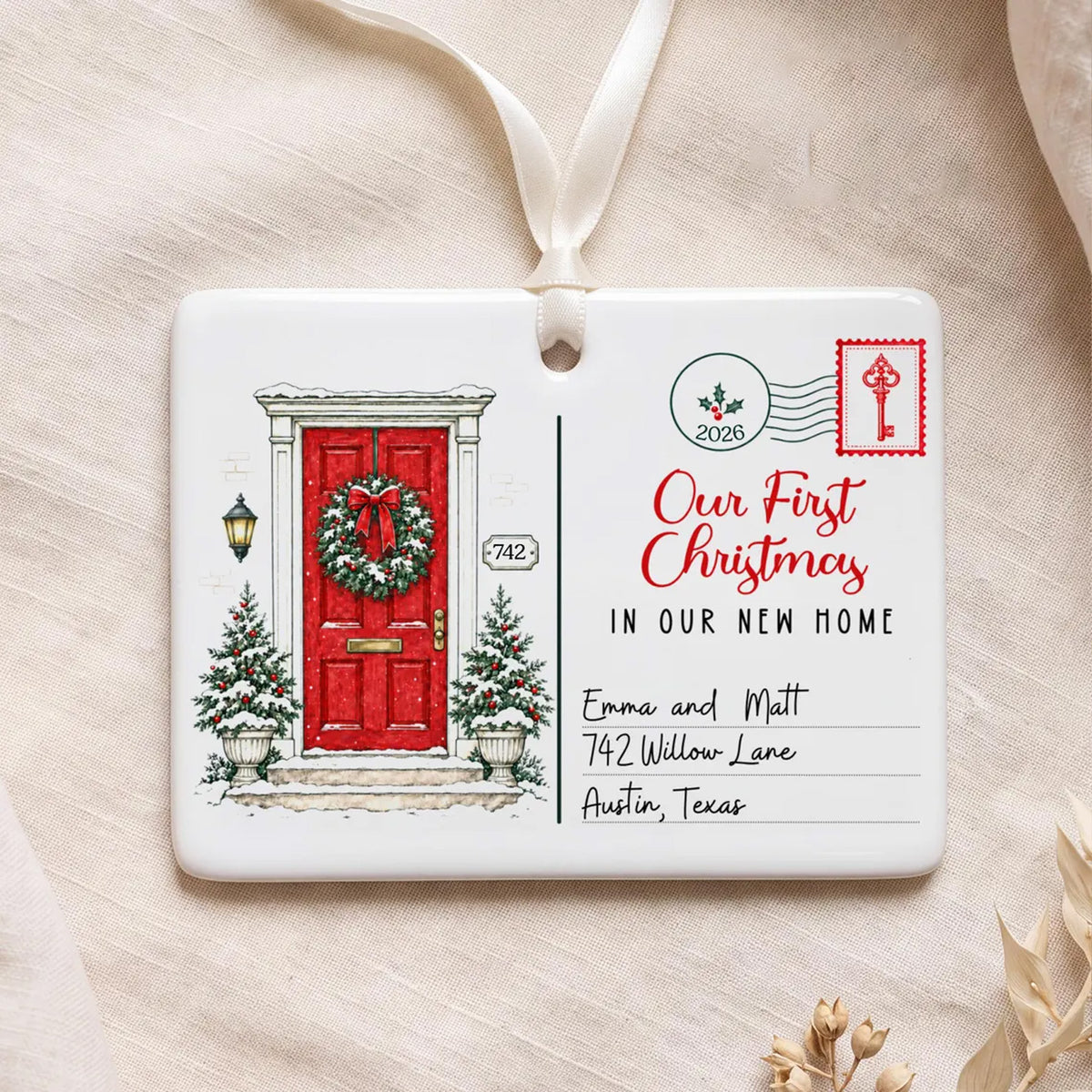 First Christmas in Our New Home Ceramic Ornament 2026, Personalized Name & Address Christmas Ornament 686777 WFD