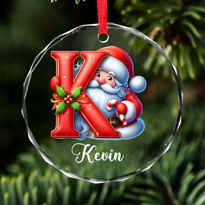 Christmas Custom Name Glass Ornament, Custom Family Ornament, Personalized Alphabet Christmas Ornament 683387