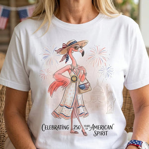 250 Years of American Spirit Flamingo Shirt, Patriotic 4th of July Independence Day Tee, USA Celebration T-Shirt 685212
