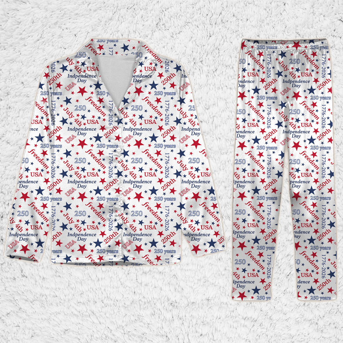 USA 250 Years Pajama Set, 1776-2026 Patriotic PJs, July 4th Independence Day Sleepwear Gift 686220