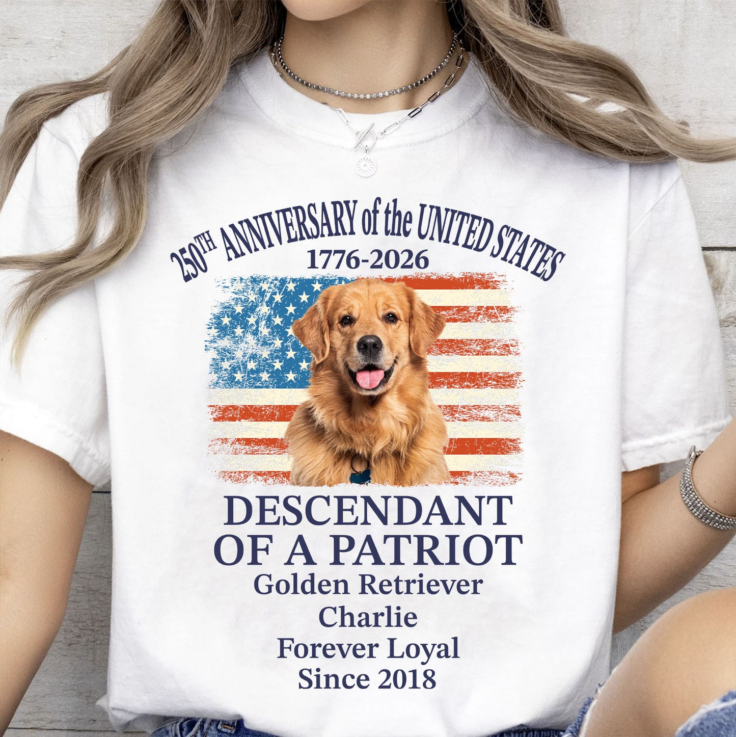 Custom Photo Dog 250 Years Anniversary Shirt | Personalized Descendant of a Patriot Sweatshirt | Patriotic Tee 684415