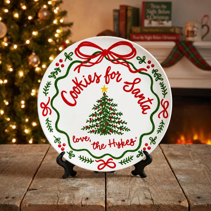 Personalized Cookies for Santa Plate, Custom Family Name Christmas Cookie Plate, Christmas Housewarming Gift 686783