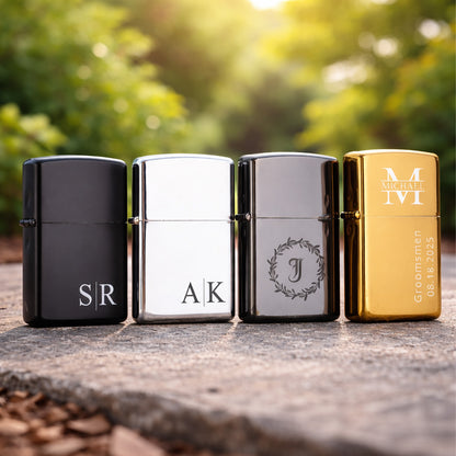 Custom Monogram Lighter with Case | Engraved Groomsmen Lighter | Personalized Gift for Men 684776