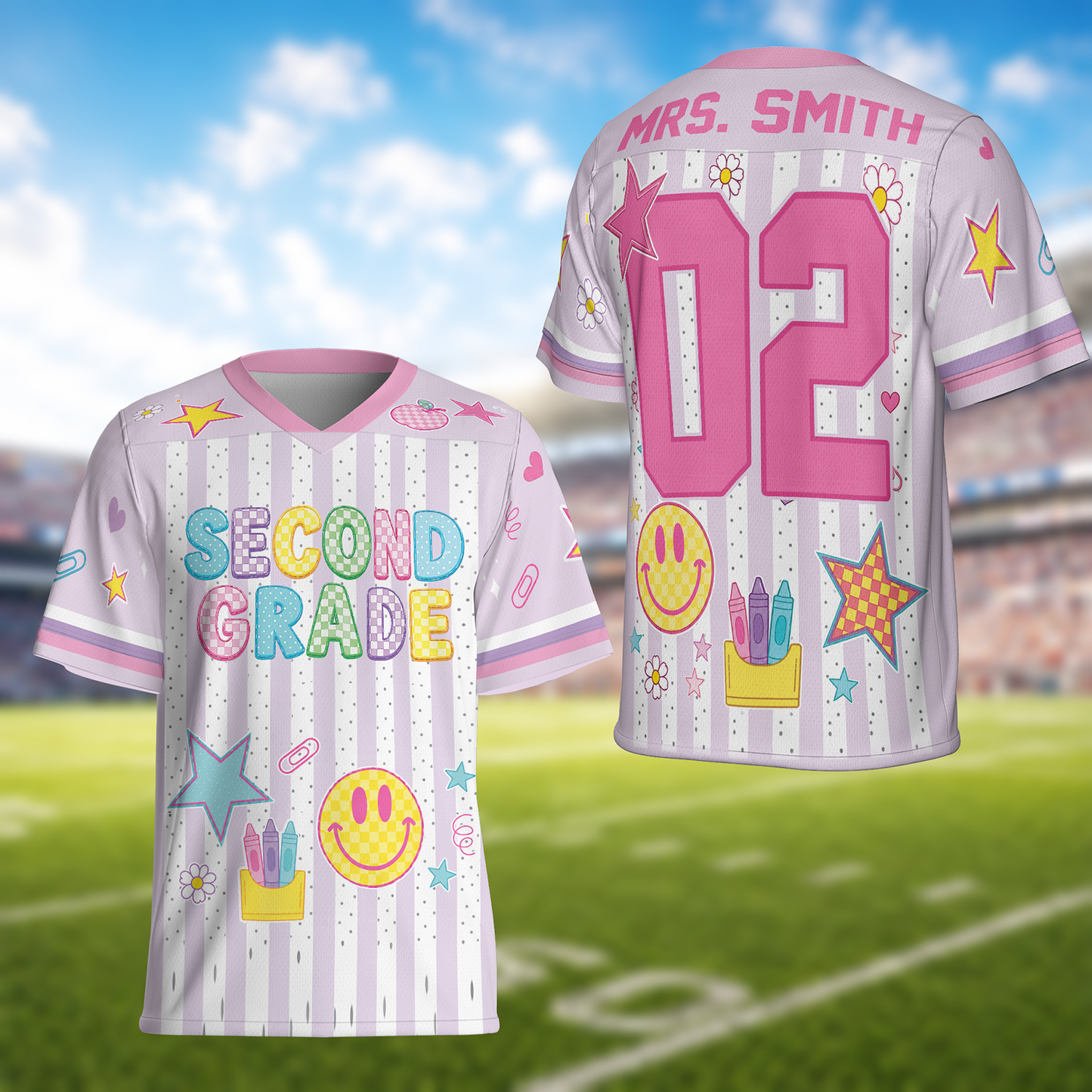 Personalized Teacher Football Jersey, Custom Grade Level Name & Number Shirt, Retro Back to School Gift 685676