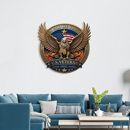 250 Years US Veteran Metal Sign | Patriotic American Eagle In God We Trust Metal Sign Wall Decor 684716