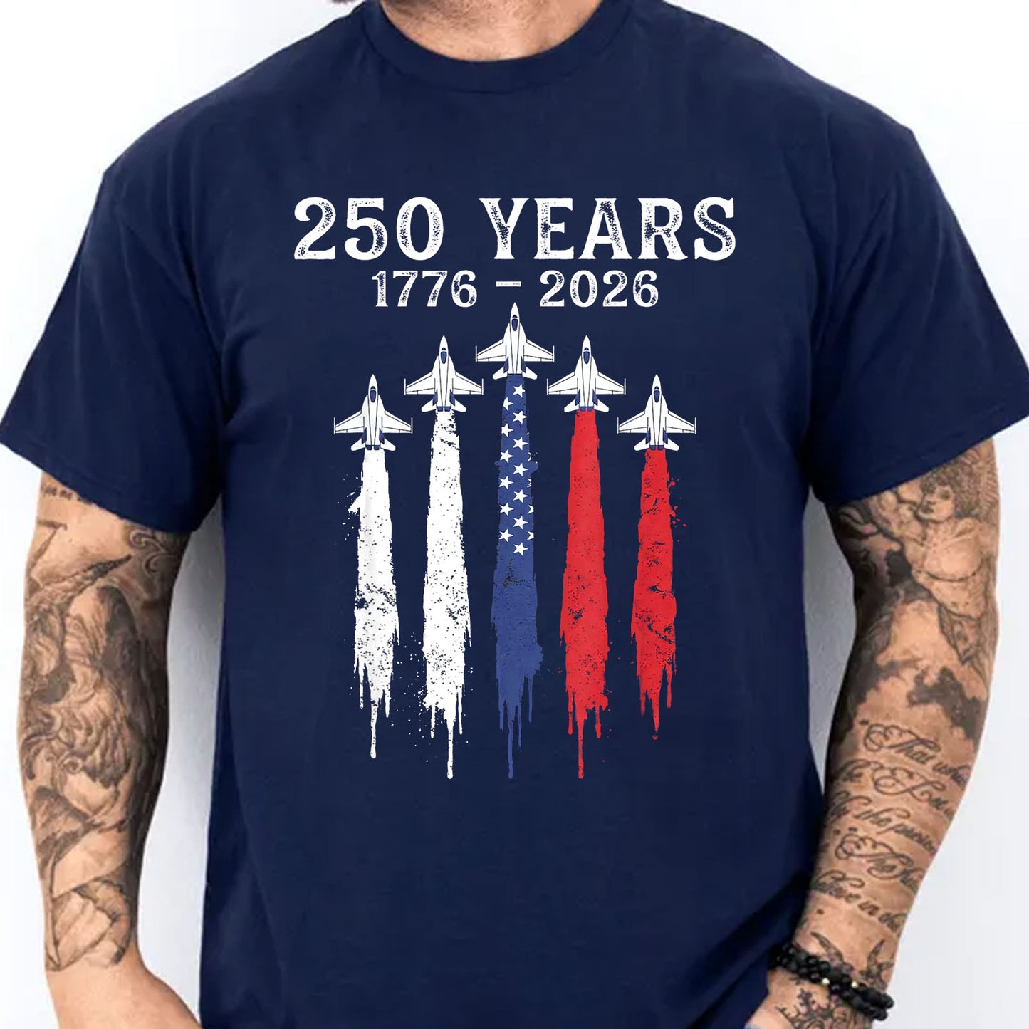 USA 250 Years Shirt, Patriotic Jet Fighter Tee, America 1776–2026 Independence Day Shirt 685006