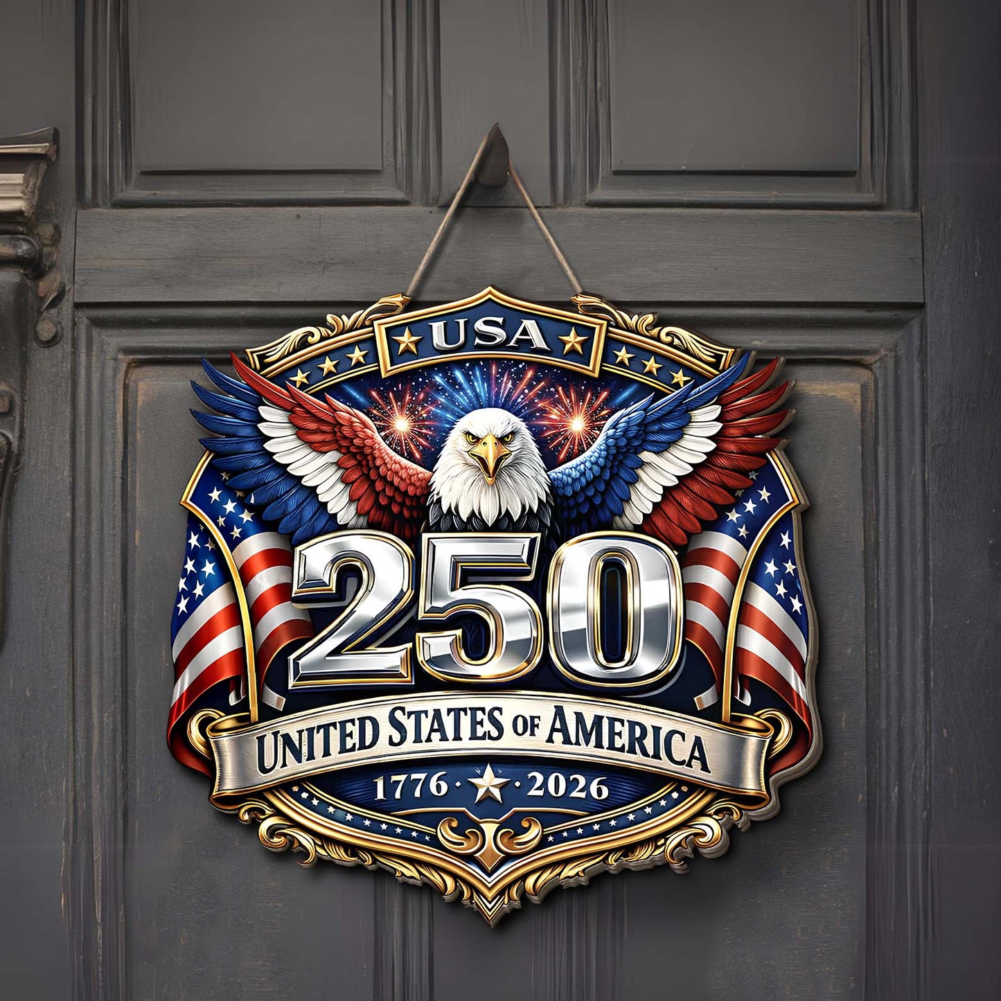 250 Years USA Wooden Sign | Patriotic Eagle US Flag 1776–2026 Sign | 4th of July Wood Sign 684533