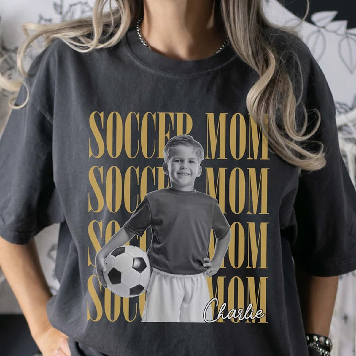 Personalized Sports Mom Dark Shirt, Custom Photo Baseball Soccer Hockey Football Softball Mom Shirt 686367 WFD