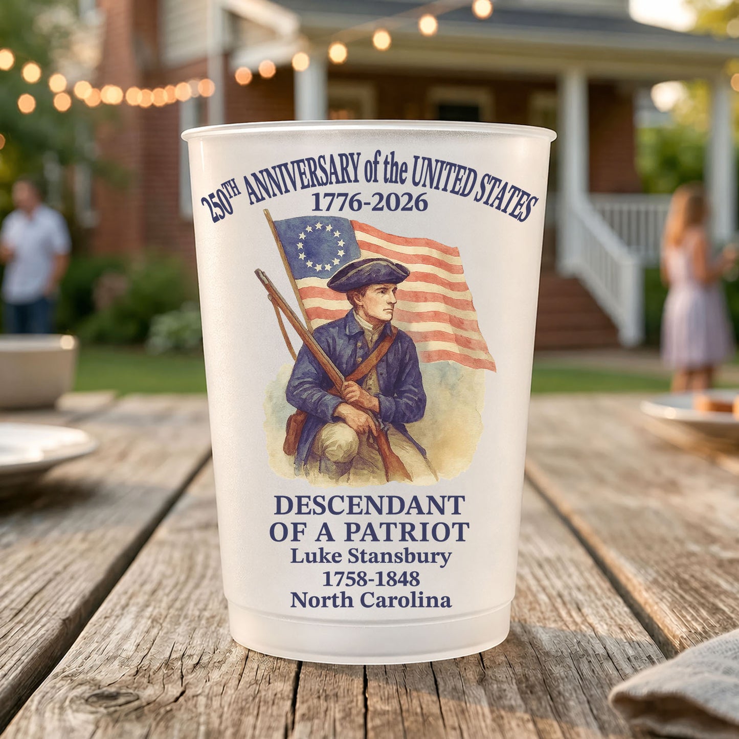 Personalized 250 Years of America Frosted Cups, Custom Name Descendant of a Patriot  Party Cups 684883