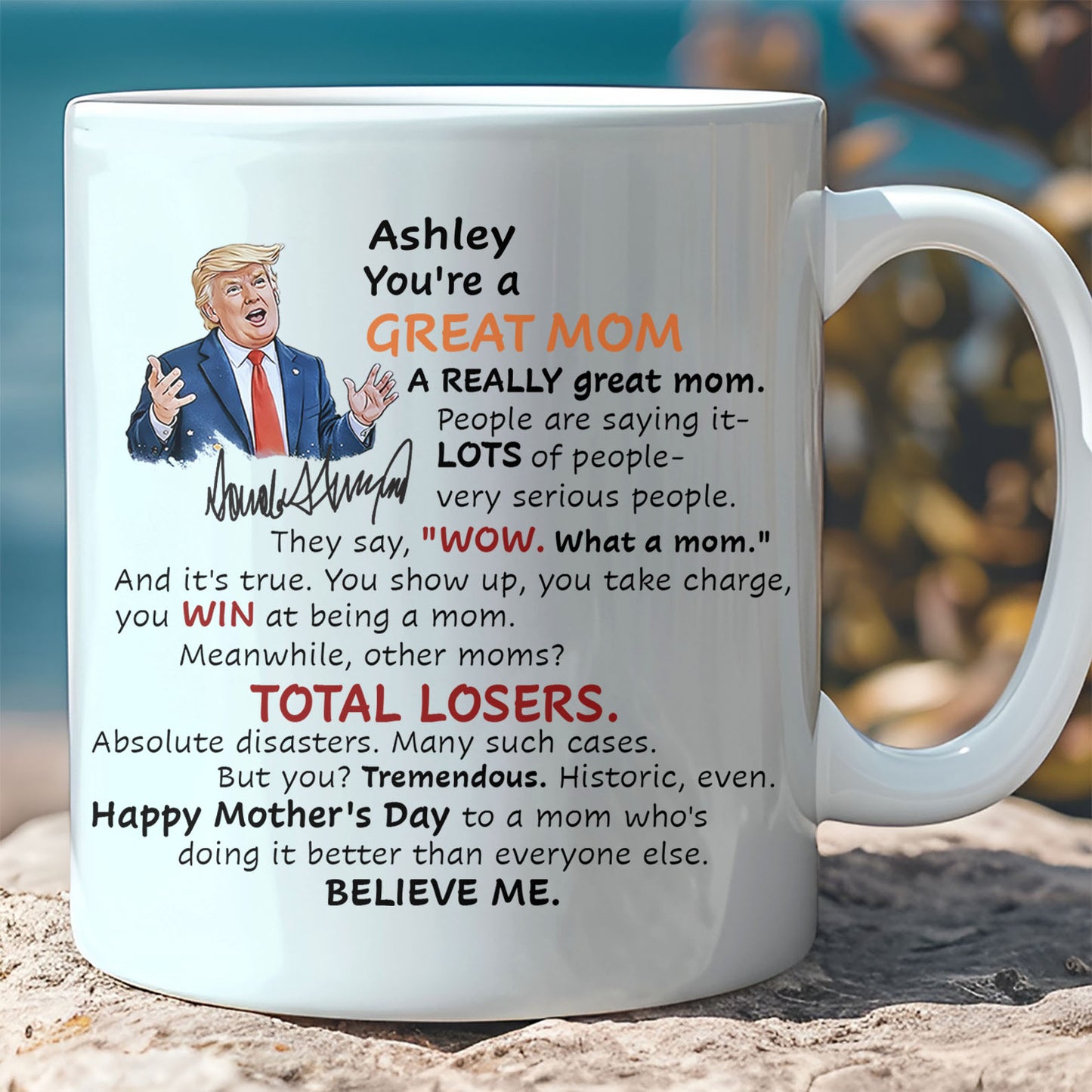 Personalized Funny Trump You're a Great Dad Mug, Father's Day Mother's Day Gift, White Mug Accent Mug 684854