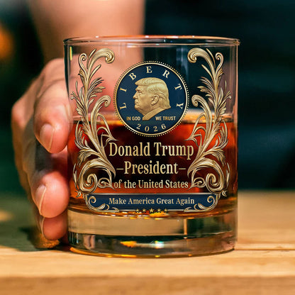Donald Trump Whiskey Decanter Set | In God We Trust Trump MAGA Whiskey Glass Whiskey Bottle 684285 – GOP