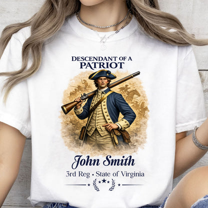 Personalized Descendant of a Patriot Bright Shirt, Custom Name 250 Years 1776–2026 Patriotic Tee 684701