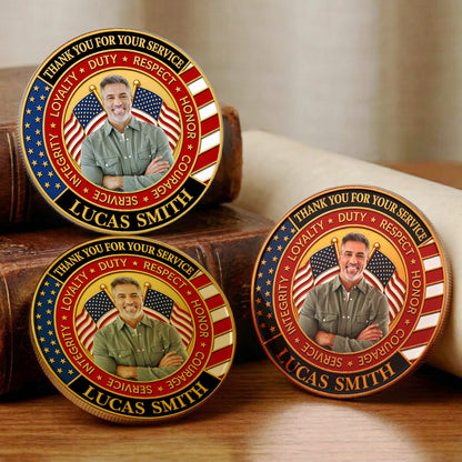 Personalized Thank You for Your Service Coin, Custom Patriotic 250 Years USA Commemorative Gift 685016