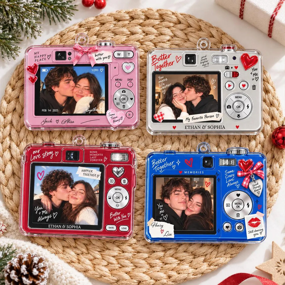 Custom Photo Couple Digital Camera Acrylic Ornament, Personalized Christmas Ornament, Gift for Couple 686517 WFD