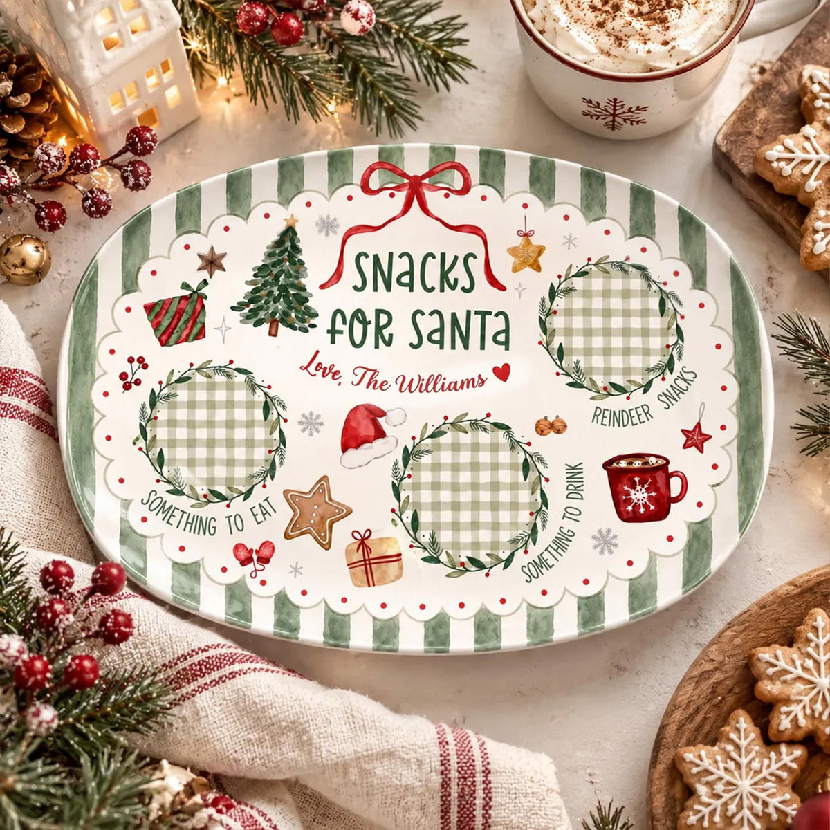 Personalized Cookies for Santa Plate, Custom Family Names Christmas Snack Platter, Family Christmas Gift 686896 WFD